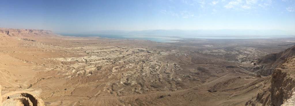 Israel 30 Dead Sea panarama from top of Masada